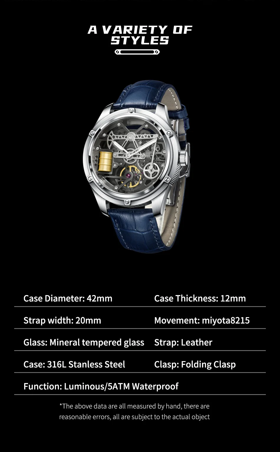 2023 Relogios Masculinos Pindu Дизайн на Мъжки Часовници от стъкло: Сапфир Най-добрата Марка Механични Часовници Мъжки Бизнес Мъжки Часовници Miyota 8215 + Кутия