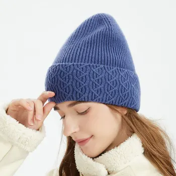 2023 Есенно-зимни Топли шапки, от чиста вълна, Дамски Топло Крученая вязаная капачка