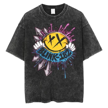 Blink-182 Класически графични тениски y2k Harajuku, Естетична Рок-пънк група, 100% Памучни Тениски За Мъже И Жени, Тениски Оверсайз