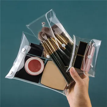 Ins Прозрачна Модерна косметичка, Преносими Пътни козметични чанти, калъф за съхранение на козметични четки на бутона