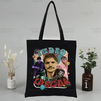 Pedro Pascal Реколта холщовая чанта татко на Момиче, черни чанти на стил Харадзюку, Ежедневни дамски чанта за момичета, еко-чанта през рамо за пазаруване