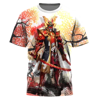 Samurai Иво Warrior Япония, Мъжки тениски с 3D Принтом, Ризи с къс ръкав, Летни Дрехи Унисекс От Млечен влакна Мекота-1