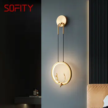 ULANI Модерен Мед, с монтиран на стената Лампа, LED, 3 Цвята, Латунное Златното Аплици, Креативен Интериор под формата на Рога на Елени за Дома, Хол, Спалня