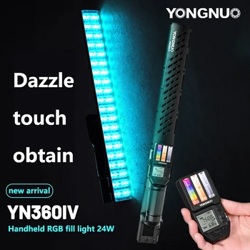 YONGNUO YN360IV Led RGB Лампа за снимане с температура 2000 K-10000 K 24 W Лампа Ръчна лампа-пръчка с приложение за дистанционно управление