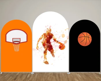 Баскетболно арка, на фона калъф с еластични ленти за баскетболни спортни партита, предмети за украса от снимки на новородени бебета