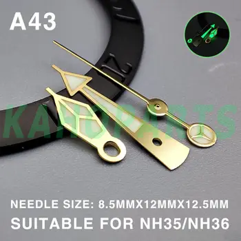 Зелен Люм с тапицерия злато, трехромбовидные Стрелките на часовника, за Miyota NH35/36 4R/7S/NH38