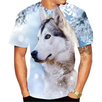 Лятна Тениска с 3D Принтом Ездовой куче Хъски, Модни Мъжки и дамски блузи, Висококачествени дишащи Унисекс тениски с къс ръкав