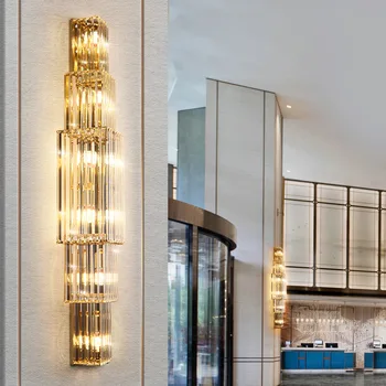 Модерно осветление фоайето на хотела Луксозен кристал, с монтиран на стената лампа, Коридор и Офис стенни Осветление на хола на две нива стълбище Led светлини