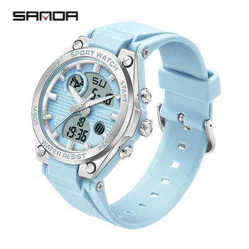 На BIANA Луксозни дамски ръчен часовник, кварцов водоустойчив часовник с автоматично датата, Женски небето сини led цифрови хронограф Ms Sports Watch
