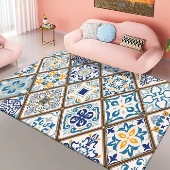 Нов Мат хол с цветни марокански модел, нескользящий Кръгла мат, Подложки за детска стая, декорация на спалня