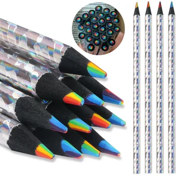Цветен молив 7 в 1, Лазерни дървени Моливи, цветни моливи, Пастели, Стоки за бродерия, Живопис, рисуване, оцветяване, молив, за да скицирате